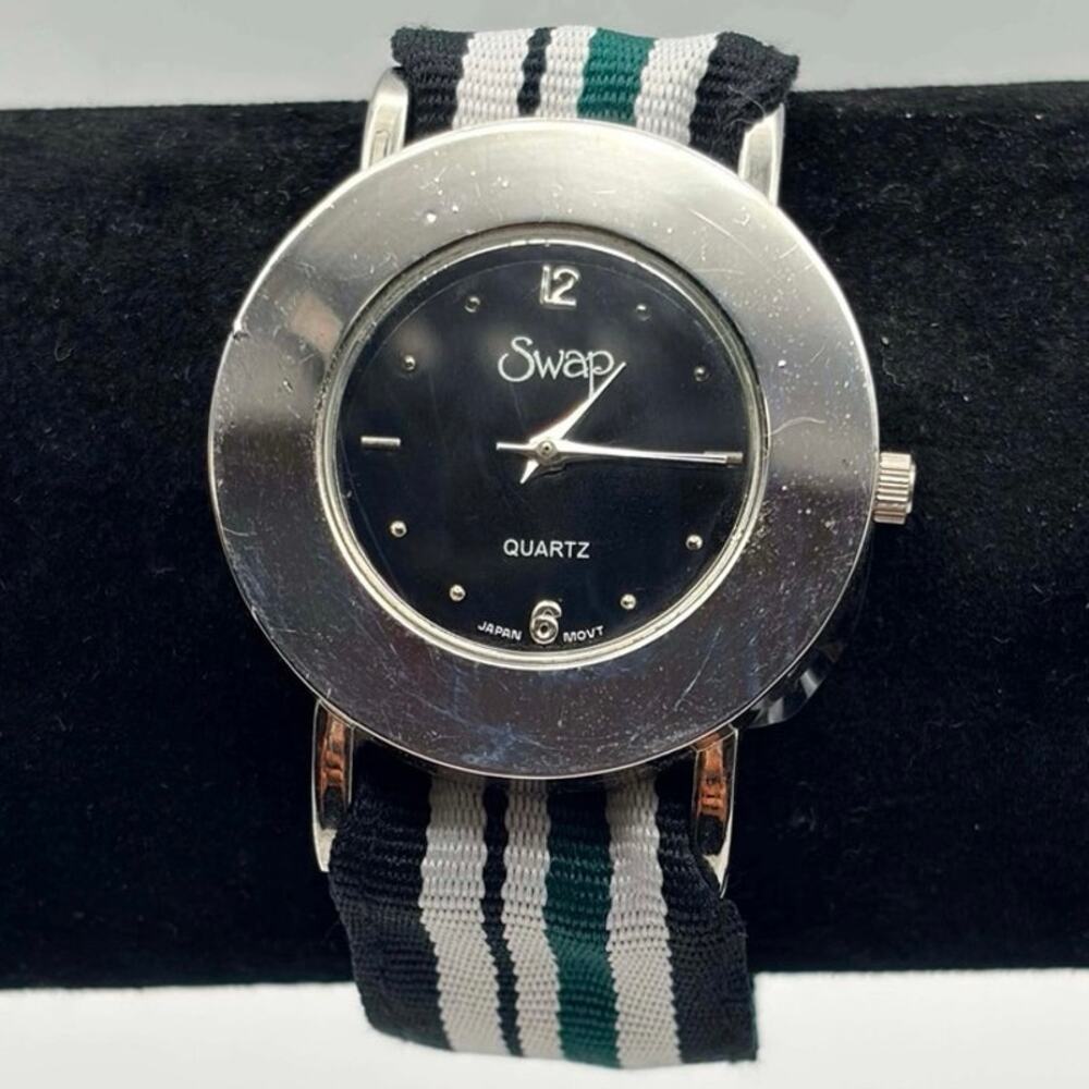 Silver & Black Swap Watch